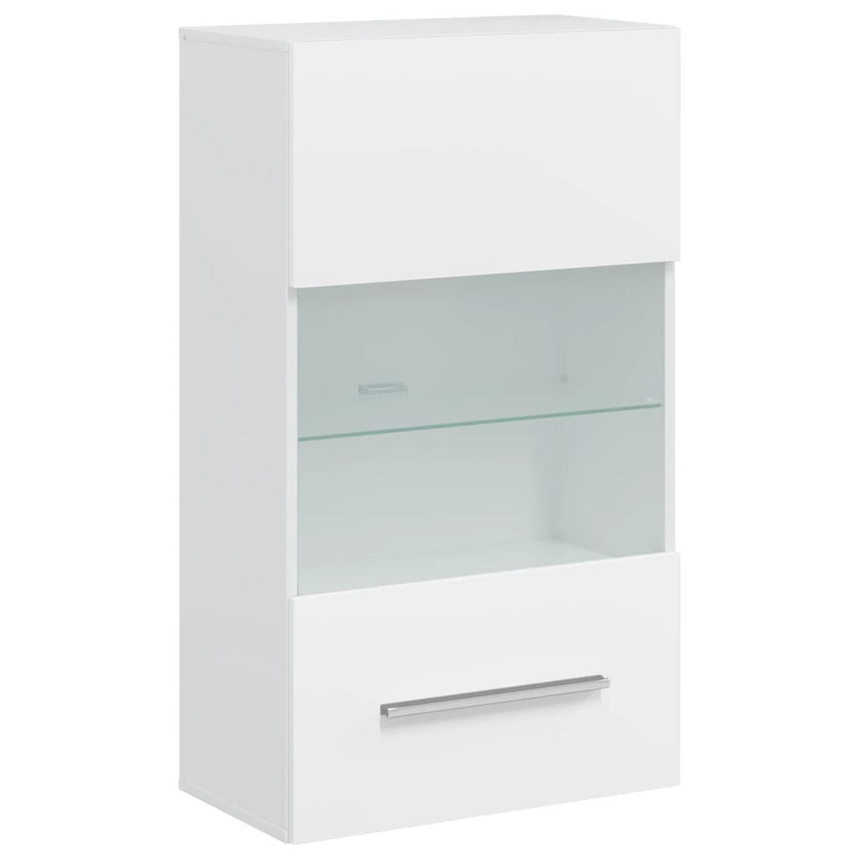 FÜNFTEILIGE WOHNWAND TV-SCHRANK MIT LED-BELEUCHTUNG WEISS - Schwarz/Weiß, Holz (30/35/140cm) - vidaXL