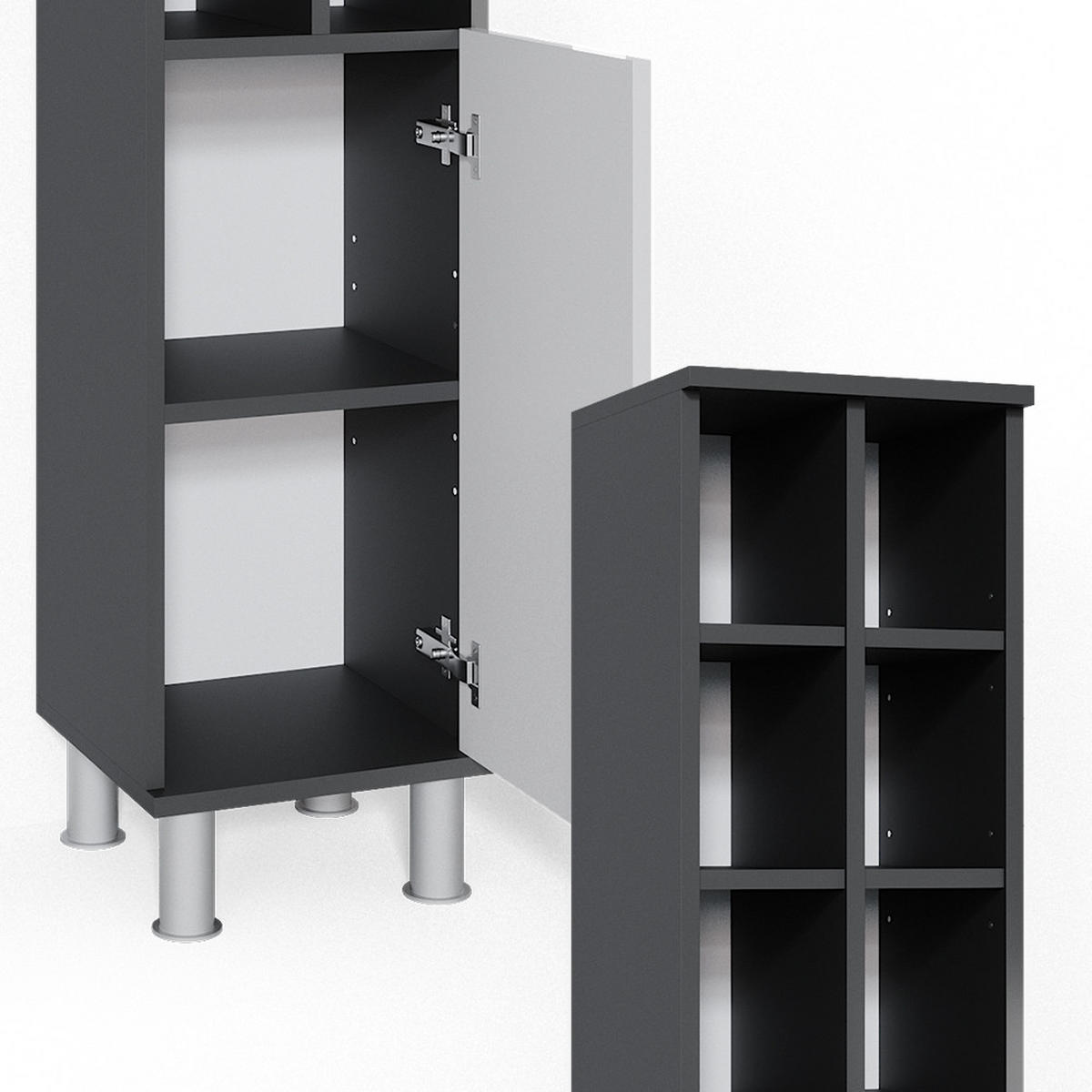 MIDISCHRANK Fynn Weiß Hochglanz 30 x 130.6 cm große Tür - Weiß Hochglanz, Holzwerkstoff (30/130.6/30cm) - Vicco