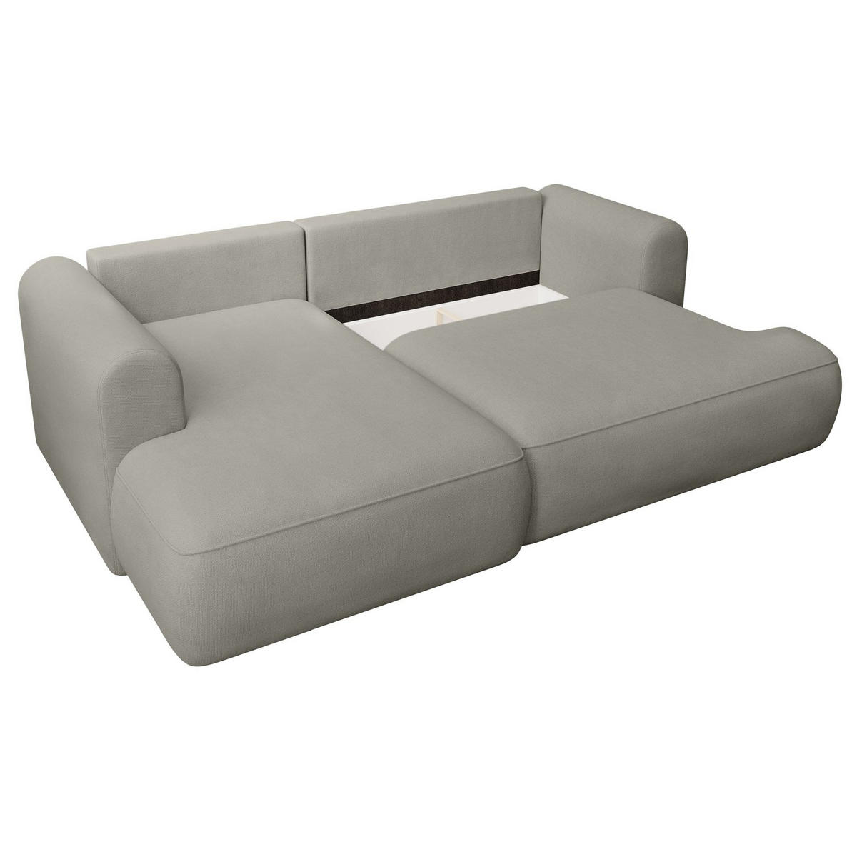 ECKSCHLAFSOFA Ovo Mini Hellgrau Easy-Clean-Chenille-Bezug - Hellgrau/Schwarz, Kunststoff/Textil (238/156cm) - Selsey