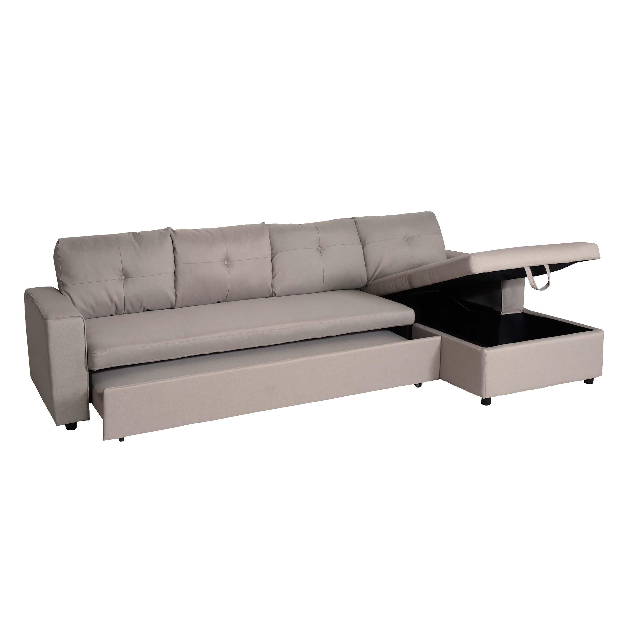 ECKSOFA MIT BETTKASTEN Beige - Beige, Textil (290/150cm) - MCW