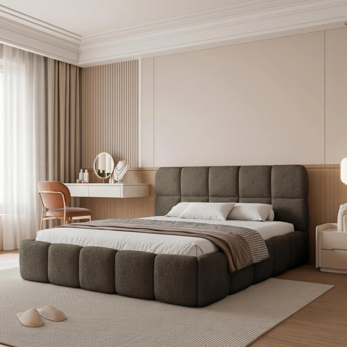 POLSTERBETT CERETTO 180x200 cm Kaffeebraun (Stoff Legend 07) - mit Bettkasten und Holzlattenrost - Braun, Holzwerkstoff/Textil (180/200cm) - Ravio