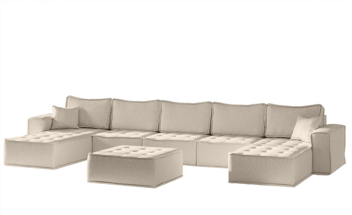 WOHNLANDSCHAFT Sande In Alpine - Beige, Holzwerkstoff/Textil (452/85/192cm) - Fun Möbel