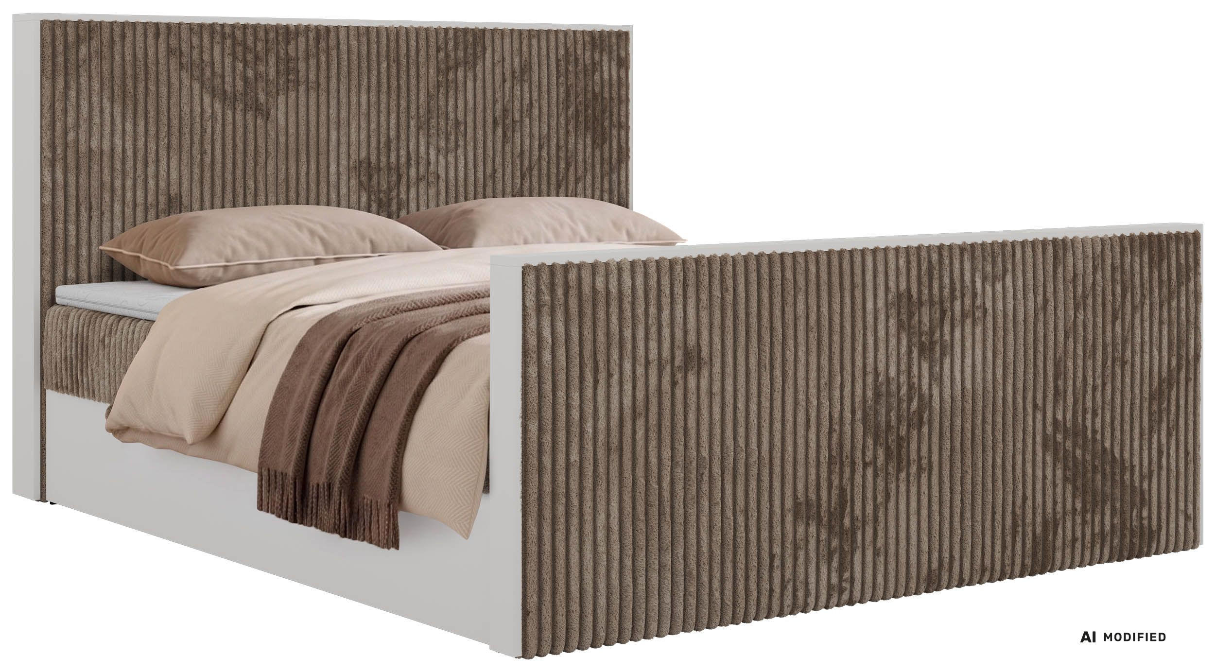 KONTINENTÁLNÍ POSTEL TRAVIT DUO 140/200 - Hnědá Manšestr - Topper Visco - H4 - černá/hnědá, textil/plast (140/200cm) - MKS