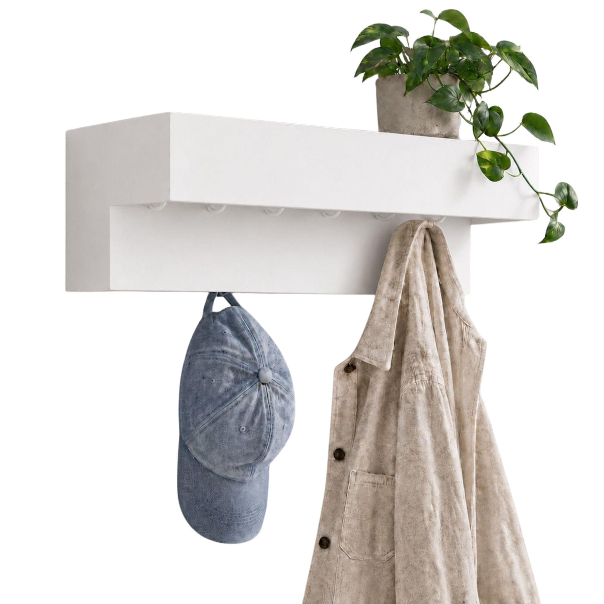 WANDGARDEROBE mit Ablage 60 cm Metall 96742 Weiß Garderobenleiste Hängegarderobe - Weiß, Metall (60/18/24cm) - DanDiBo