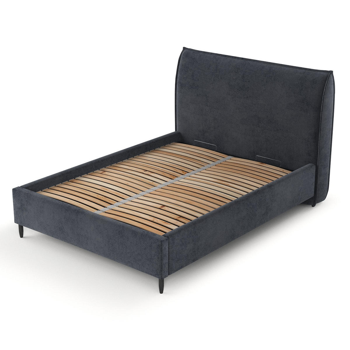 POLSTERBETT Shell Anthrazit 120/200 cm im Samtstoff - Anthrazit/Schwarz, Holz/Holzwerkstoff (120/200cm) - Maison de Reve