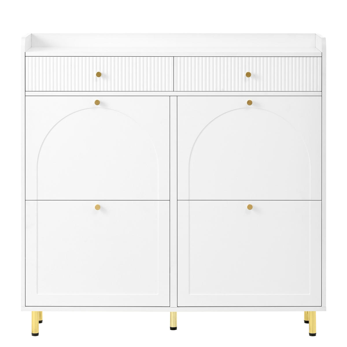 SCHUHSCHRANK aus MDF & Spanplatte 106.5x25x105.5cm in Weiß mit Kippsicherung - Weiß, Holzwerkstoff (106/105.5/25cm) - Modfu