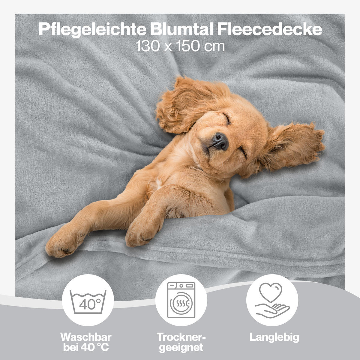 KUSCHELDECKE Anton 130/150 cm, Grau - Grau, Textil (130/150cm) - Blumtal
