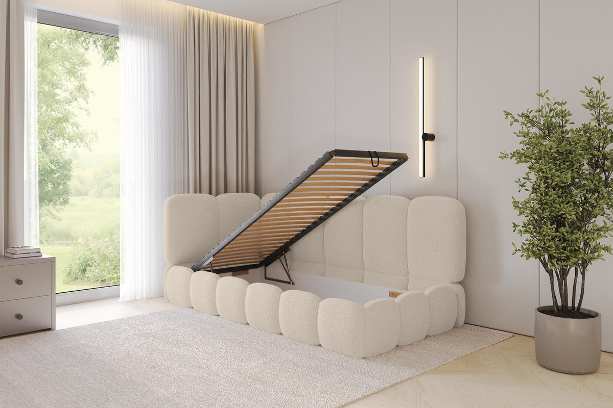 EINZELLBETT Jugendbett mit Bettkasten, Rechts - AVRY 100x200 Dunkelbeige - Taupe/Cappuccino, Holzwerkstoff/Textil (100/200cm) - ALTDECOR