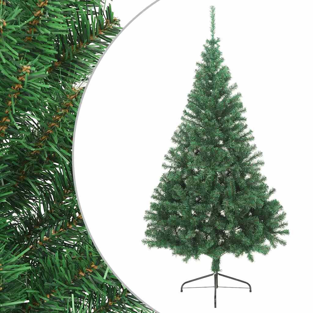 HALB-WEIHNACHTSBAUM Künstlicher Mit Ständer Grün 180 Cm Pvc - Grün, Kunststoff (180cm) - vidaXL