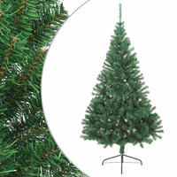 HALB-WEIHNACHTSBAUM Künstlicher Mit Ständer Grün 180 Cm Pvc - Grün, Kunststoff (180cm) - vidaXL