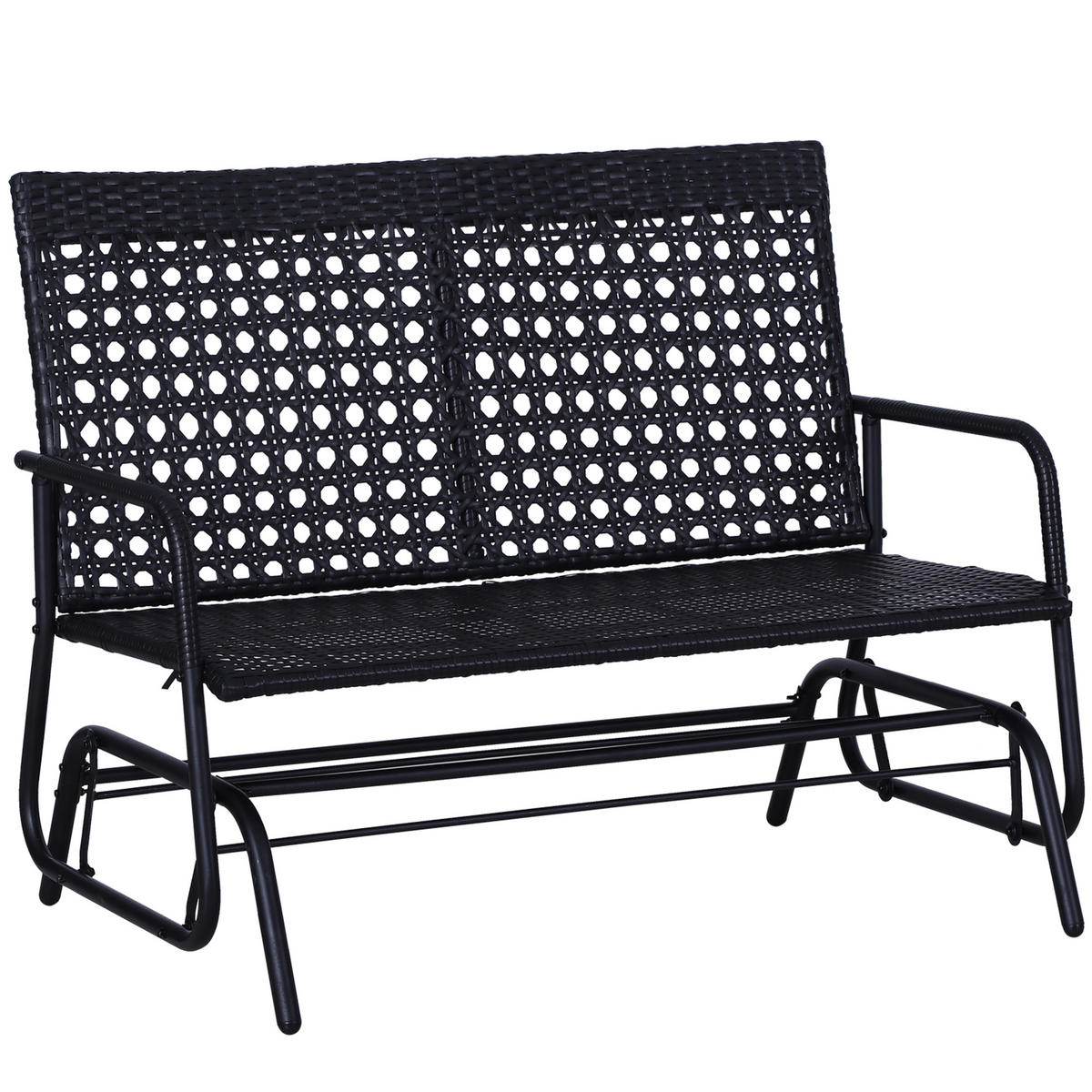 GARTENSCHAUKEL 2Sitzer Polyrattan - Schwarz, Metall (76/90/120cm) - Outsunny