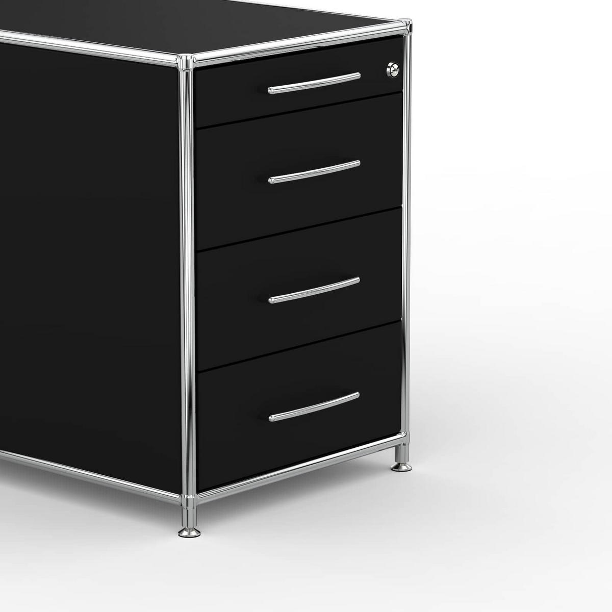 BÜRO-STANDCONTAINER Holz, 60 cm, 4 Schubladen, Schwarz - Chromfarben/Silberfarben, Holzwerkstoff/Metall (60/61/60cm) - Versee