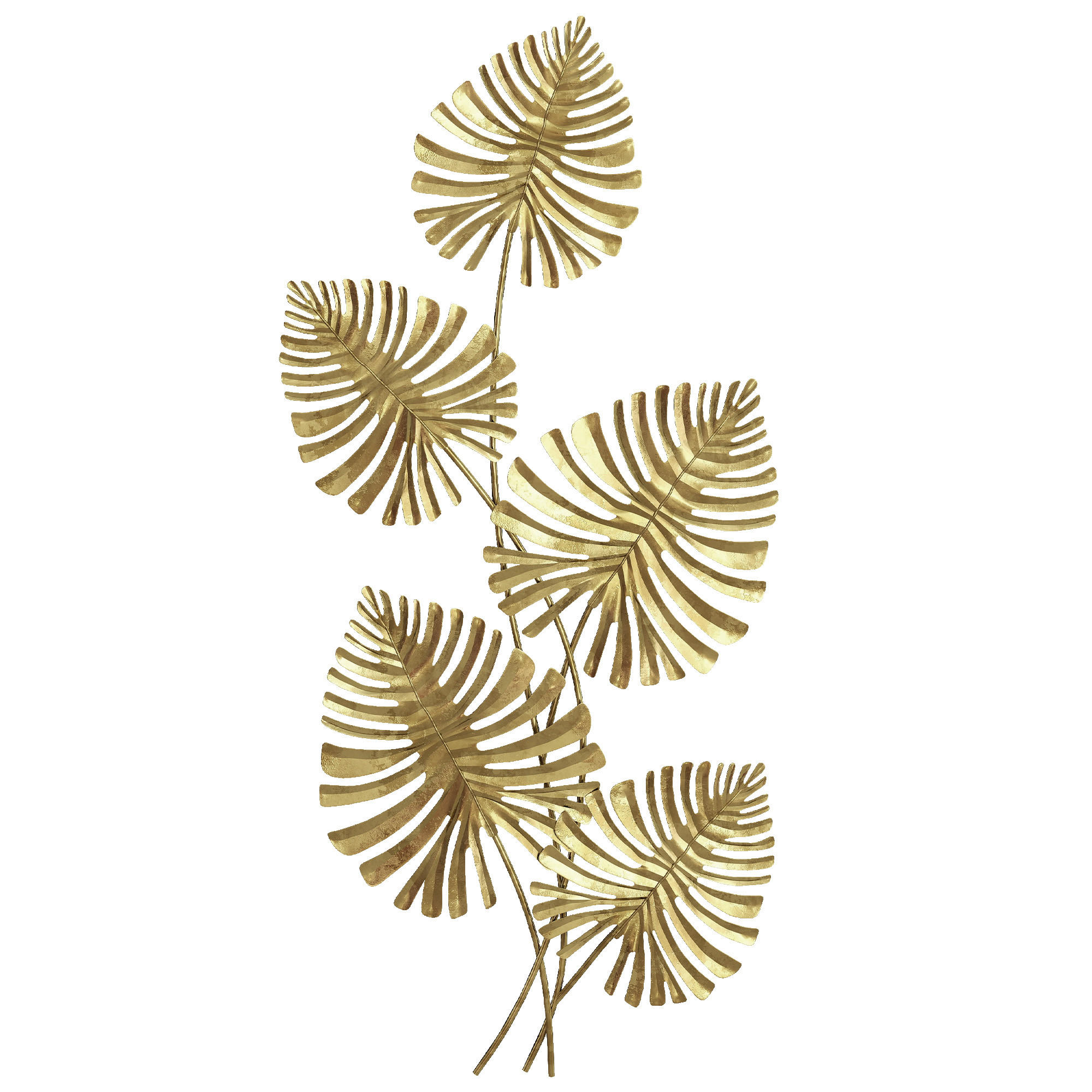 WANDDEKOR-SET DE-08843 Blatt-Form, lackiertes Metall Goldfarben - Goldfarben, Metall (2.5/39/83cm) - ComfortXL