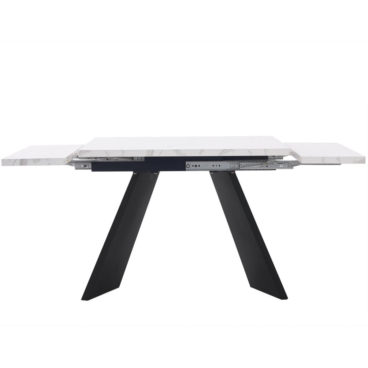 JÍDELNÍ stůl 99-159/74/77 cm bílý/černý z MDF a kovu rozkládací - bílá, kompozitní dřevo (159/74/77cm) - OKWISH