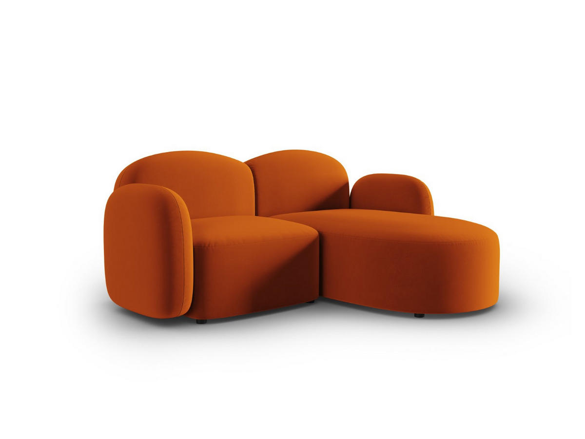 ECKSOFA rechts Blair aus Samt terrakotta 3 Sitzplätze - Terra cotta, Textil (155/194cm) - Micadoni