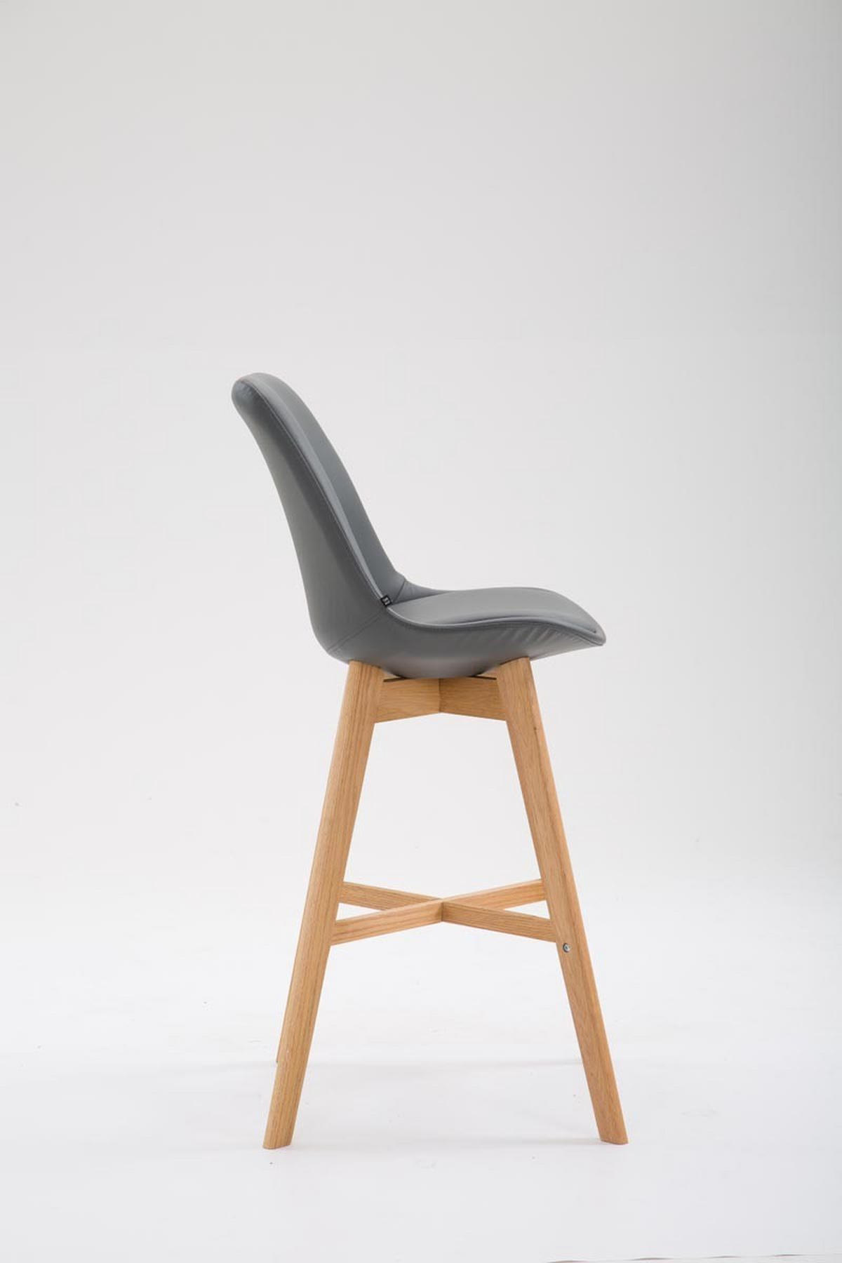 BARHOCKER Cannes Massivholz 112x48x56 cm Grau - Grau, Leder (48/112/56cm) - furnicato