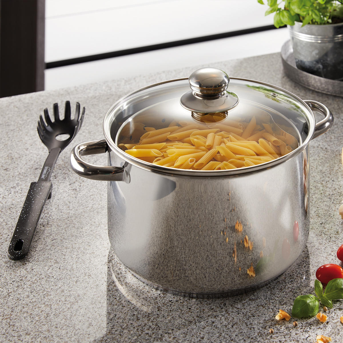 PASTATOPF - Edelstahlfarben, Metall (24cm) - Stoneline