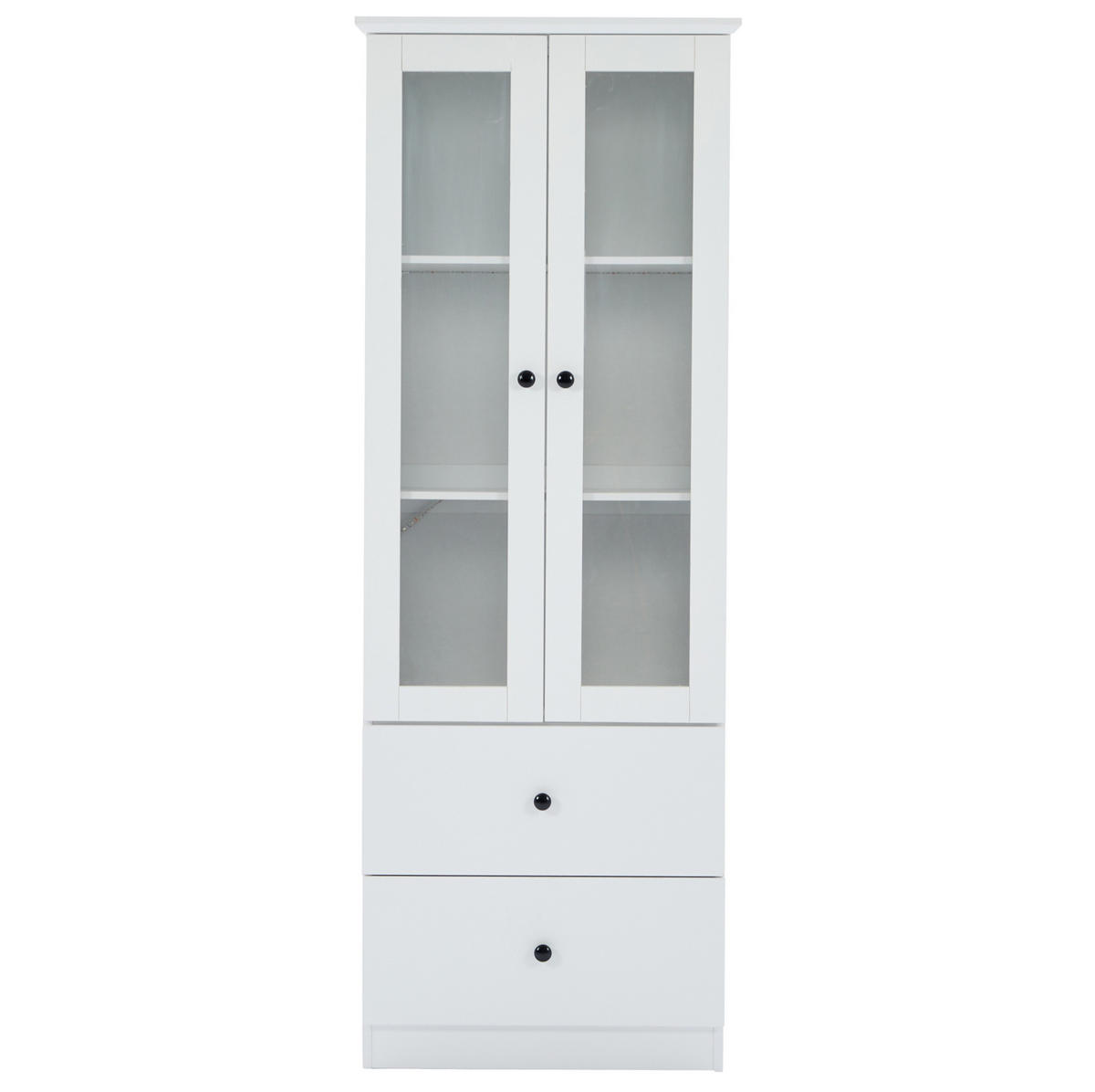 VITRÍNA 60/35,5/165 cm bílá z MDF a dřevotřískové desky s LED osvětlením a USB připojením - bílá, kompozitní dřevo (60/165/35.5cm) - OKWISH