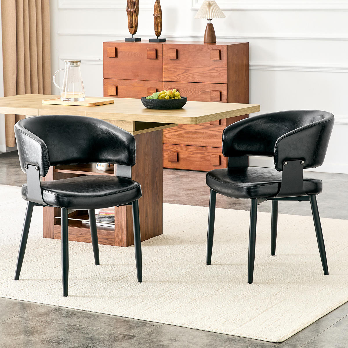ARMLEHNSTUHL-SET DE-36713 2 Stück im Mid-Century-Modern-Stil Schwarz - Schwarz, Metall (48/77.3/46.5cm) - ComfortXL
