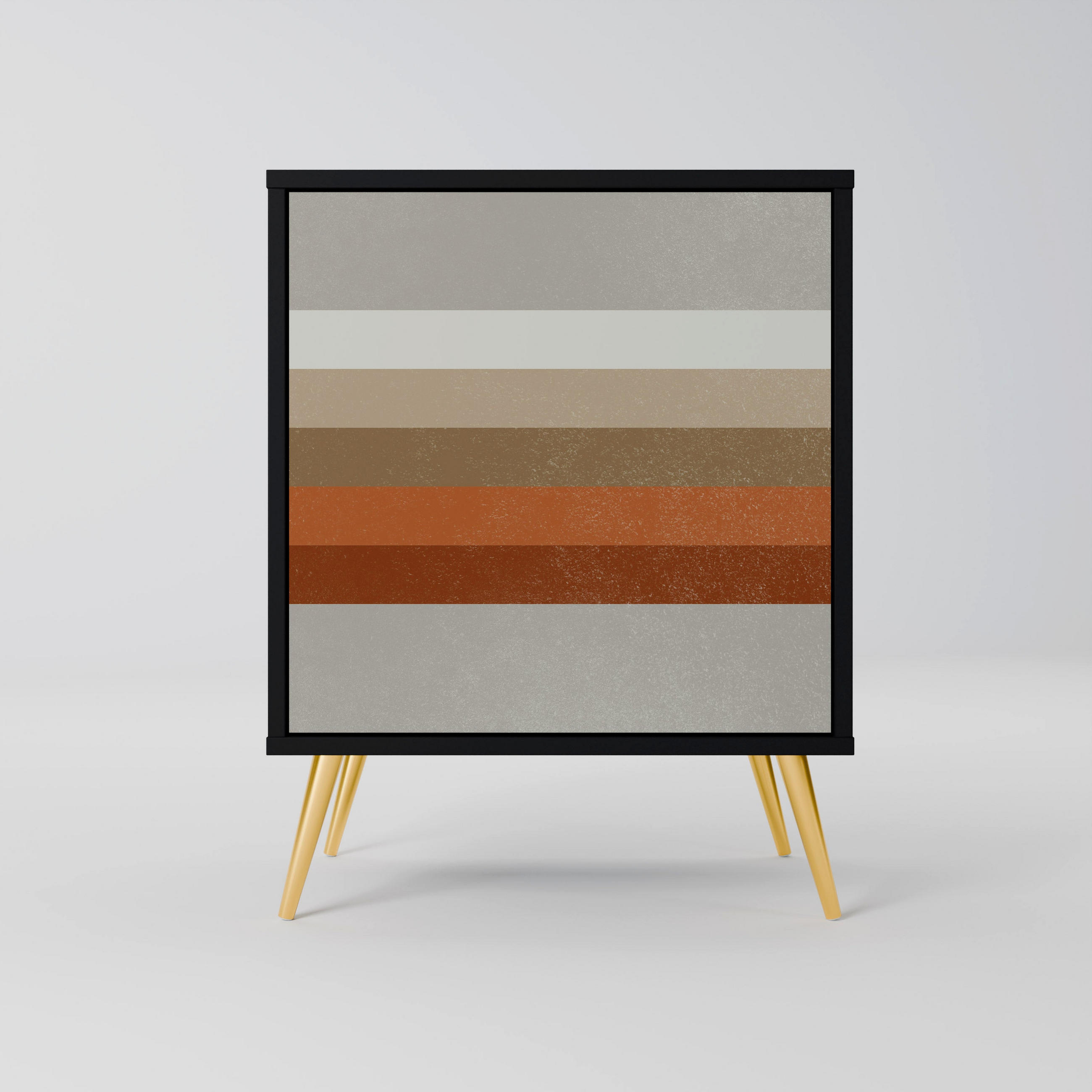 SIDEBOARD PECULIAR TRAIL, Schwarz, 57,5x42x75,5 cm, Goldfarbene Metallfüße - Goldfarben/Multicolor, Holzwerkstoff/Metall (57.5/75.5/42cm) - SpaceRebels
