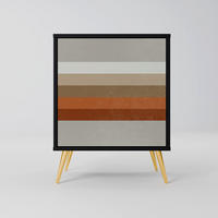 SIDEBOARD PECULIAR TRAIL, Schwarz, 57,5x42x75,5 cm, Goldfarbene Metallfüße - Goldfarben/Multicolor, Holzwerkstoff/Metall (57.5/75.5/42cm) - SpaceRebels
