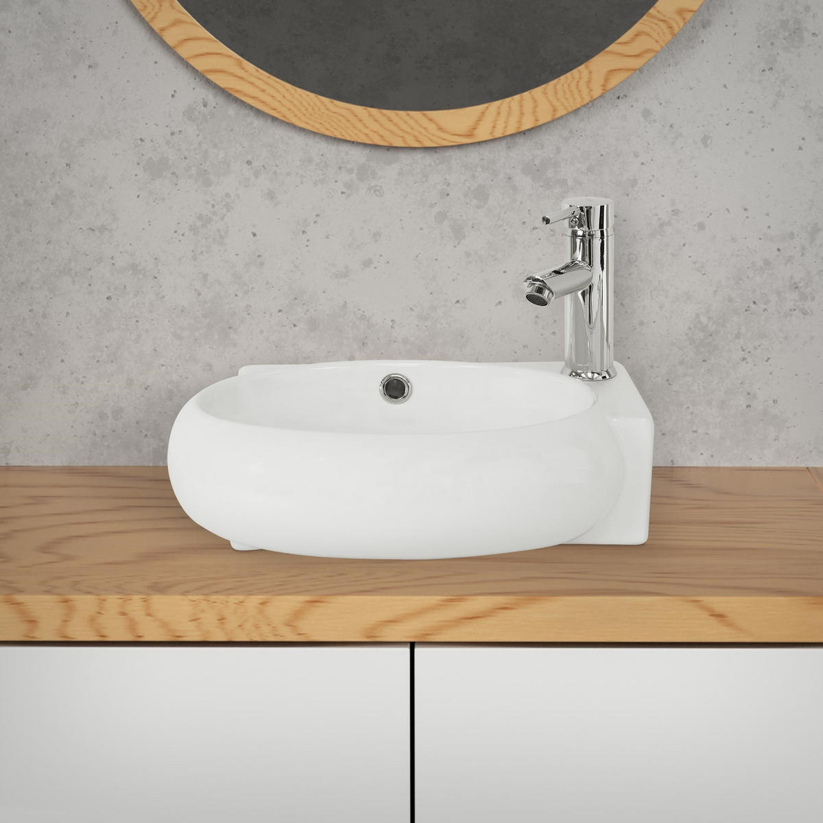 WASCHBECKEN - Weiß, Keramik (28/15/43cm) - ML-DESIGN