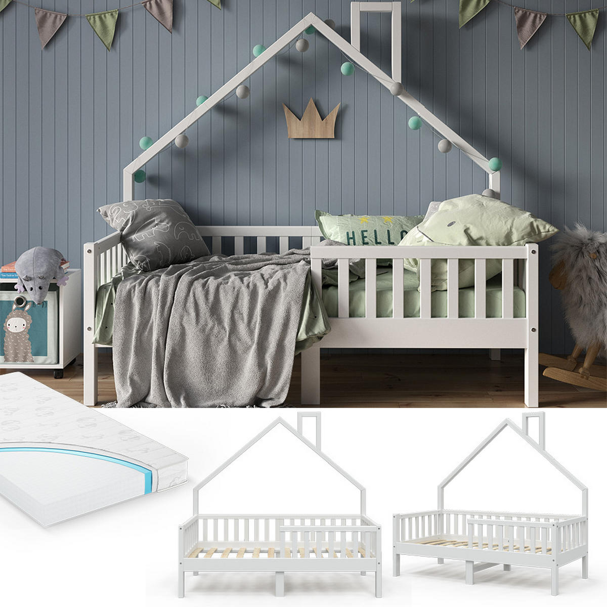 DOMEČKOVÁ POSTEL Noemi Bílá - bílá, dřevo (80/160cm) - VitaliSpa