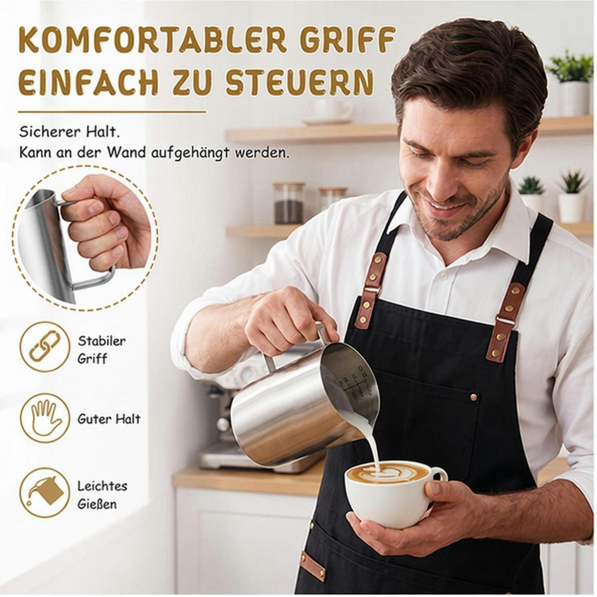MESSBECHER Edelstahl 1L mit Skala - Silberfarben, Metall (1L)