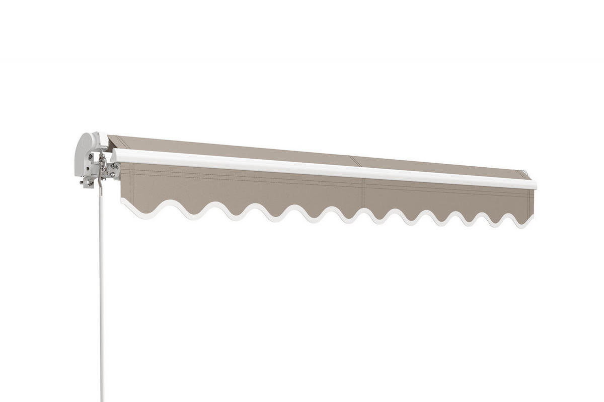 MONOBLOCK-MARKISE VECCHIO Weißes Gestell - leinwand Taupe 3x2,5m - Premium-Leinwand 320g/m² - Taupe, Metall (304/218/250cm) - Cazeboo