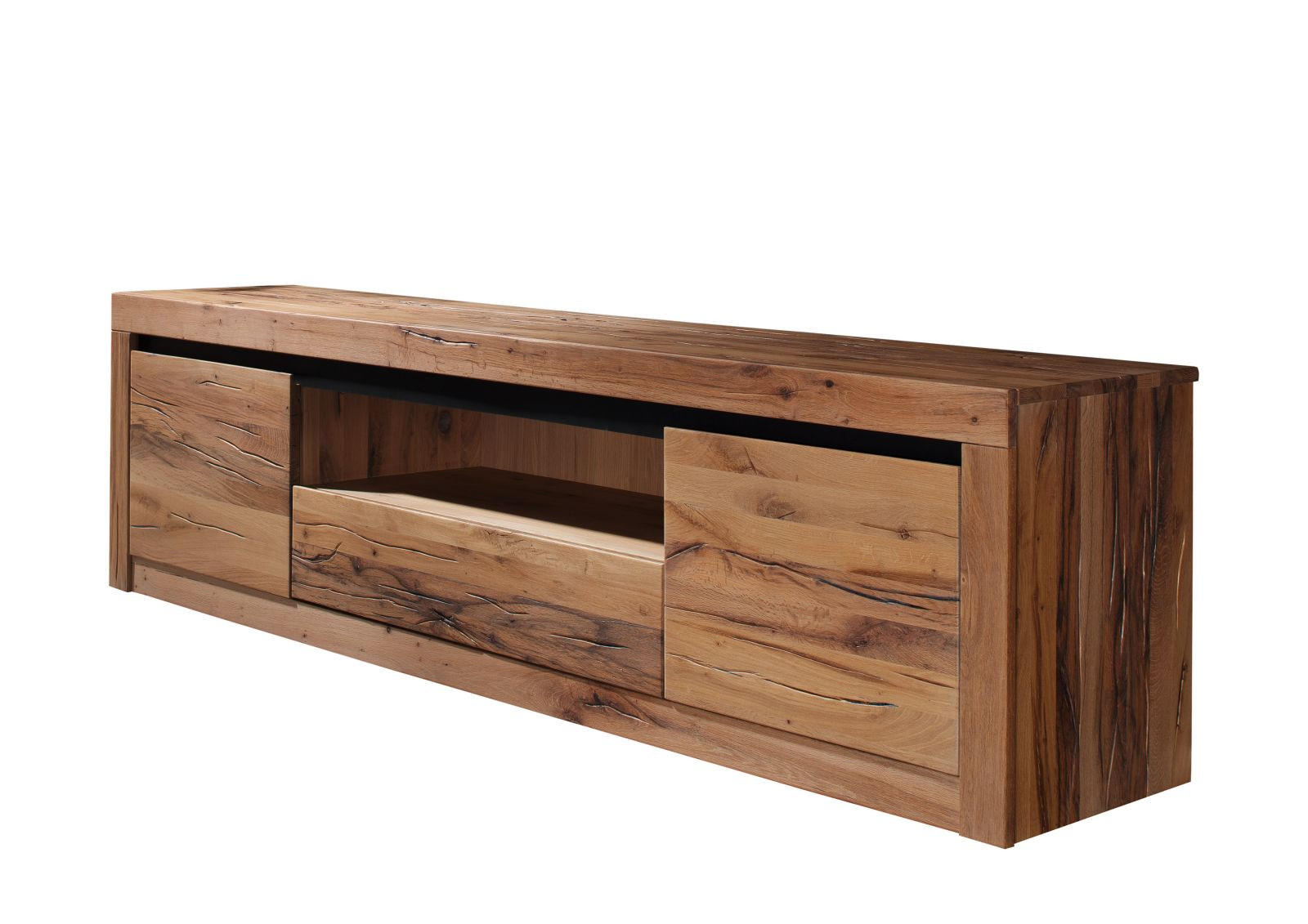 TV-BOARD Wild-/Zerreiche 202x42x55 natur geölt MONTREUX #105 - Naturfarben, Holz (202/55/42cm) - Massivmoebel24