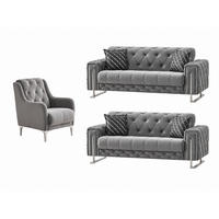 SITZGARNITUR Shimla, Grau Stellvariante 2+2+1 - Grau, Holzwerkstoff/Metall (160/80/100cm)