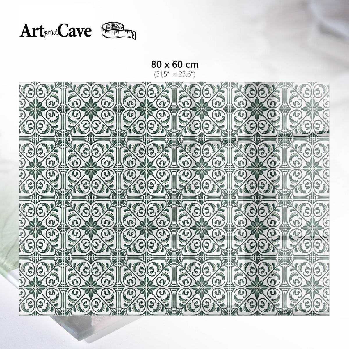 GLASPLATTE 80x60 cm – Vintage-Stil - Grün, Glas (0.4/80/60cm) - ArtPrintCave
