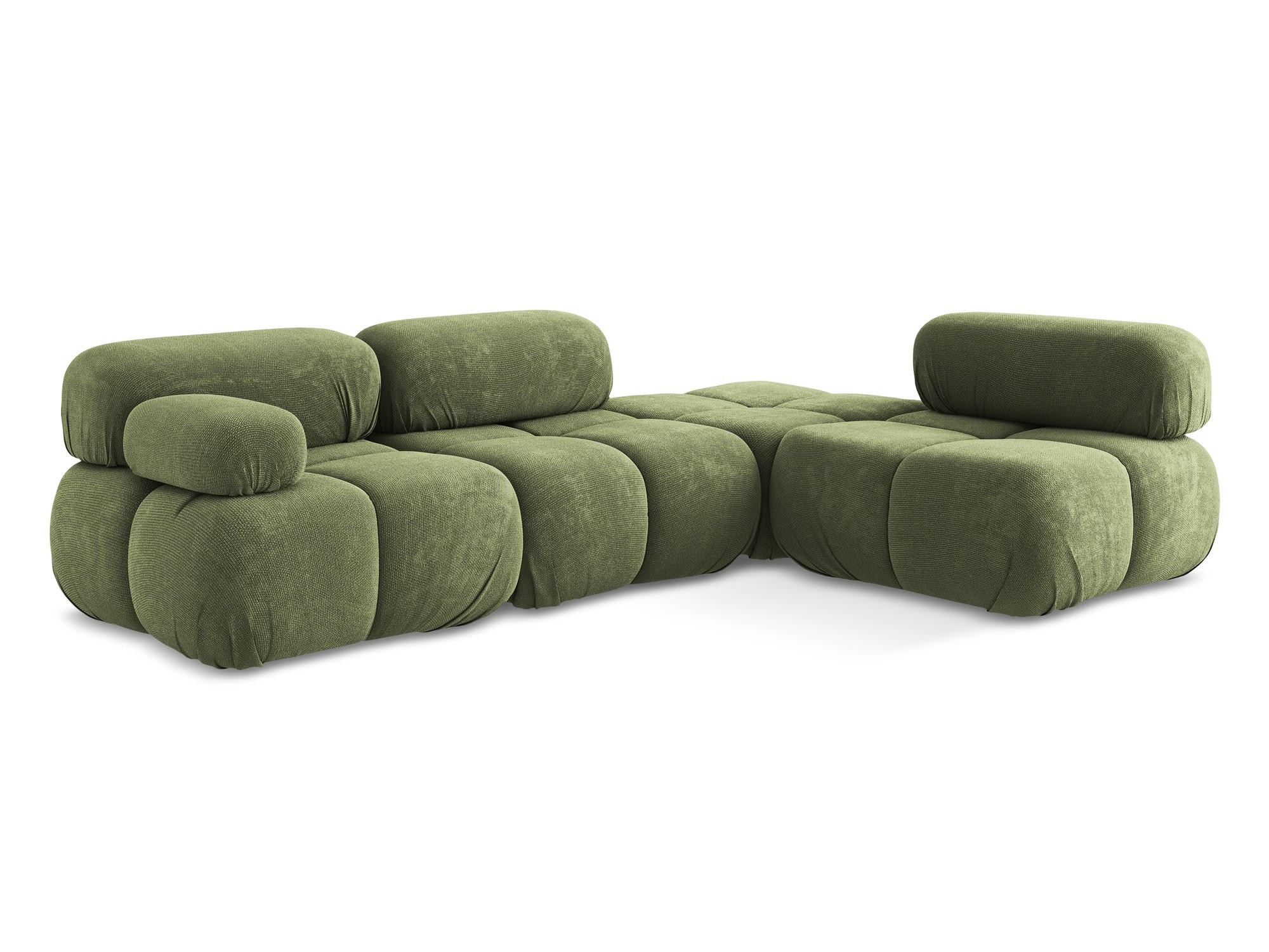 ECKSOFA Rechts Chenille Stoff Grün - Schwarz/Grau, Kunststoff/Textil (285/190cm) - Makamii