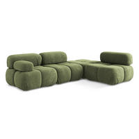 ECKSOFA Rechts Chenille Stoff Grün - Schwarz/Grau, Kunststoff/Textil (285/190cm) - Makamii