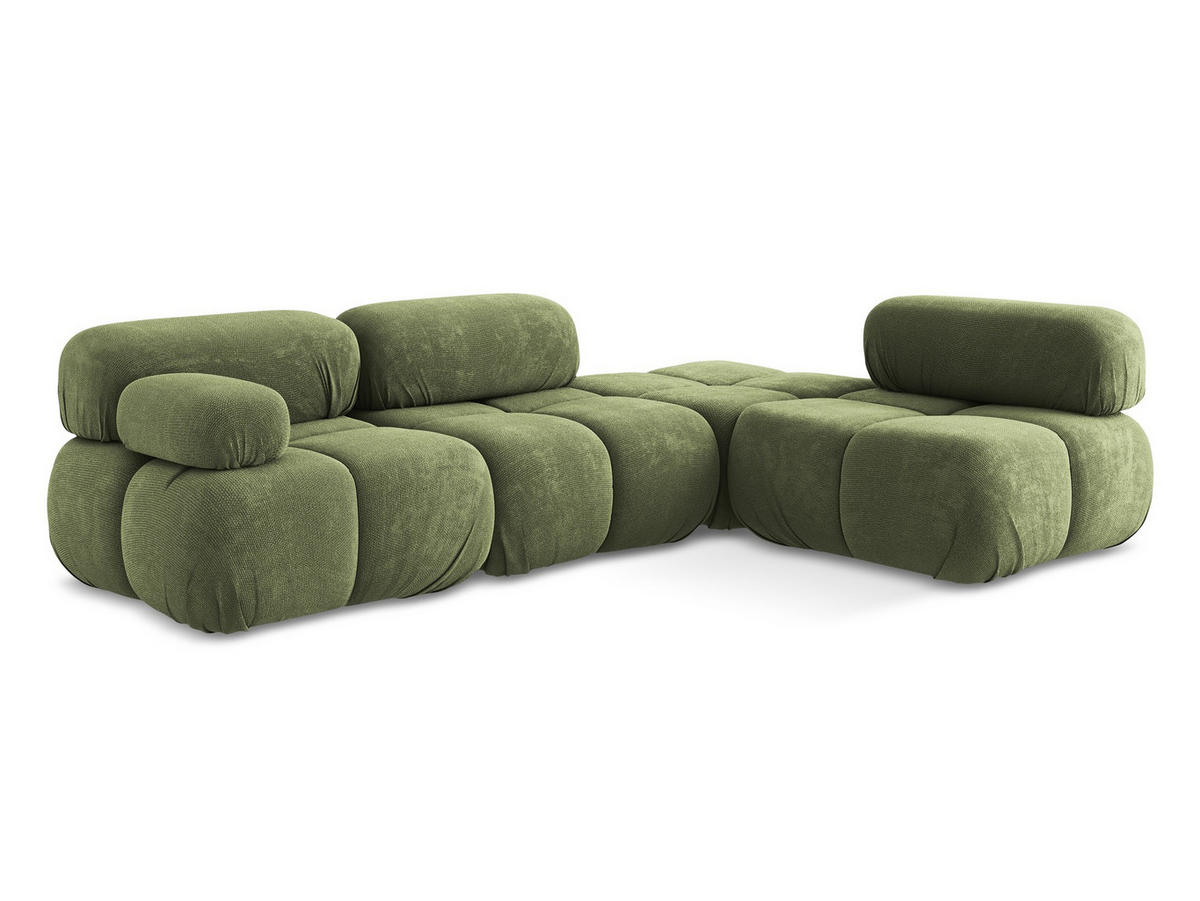 ECKSOFA Rechts Chenille Stoff Grün - Schwarz/Grau, Kunststoff/Textil (285/190cm) - Makamii