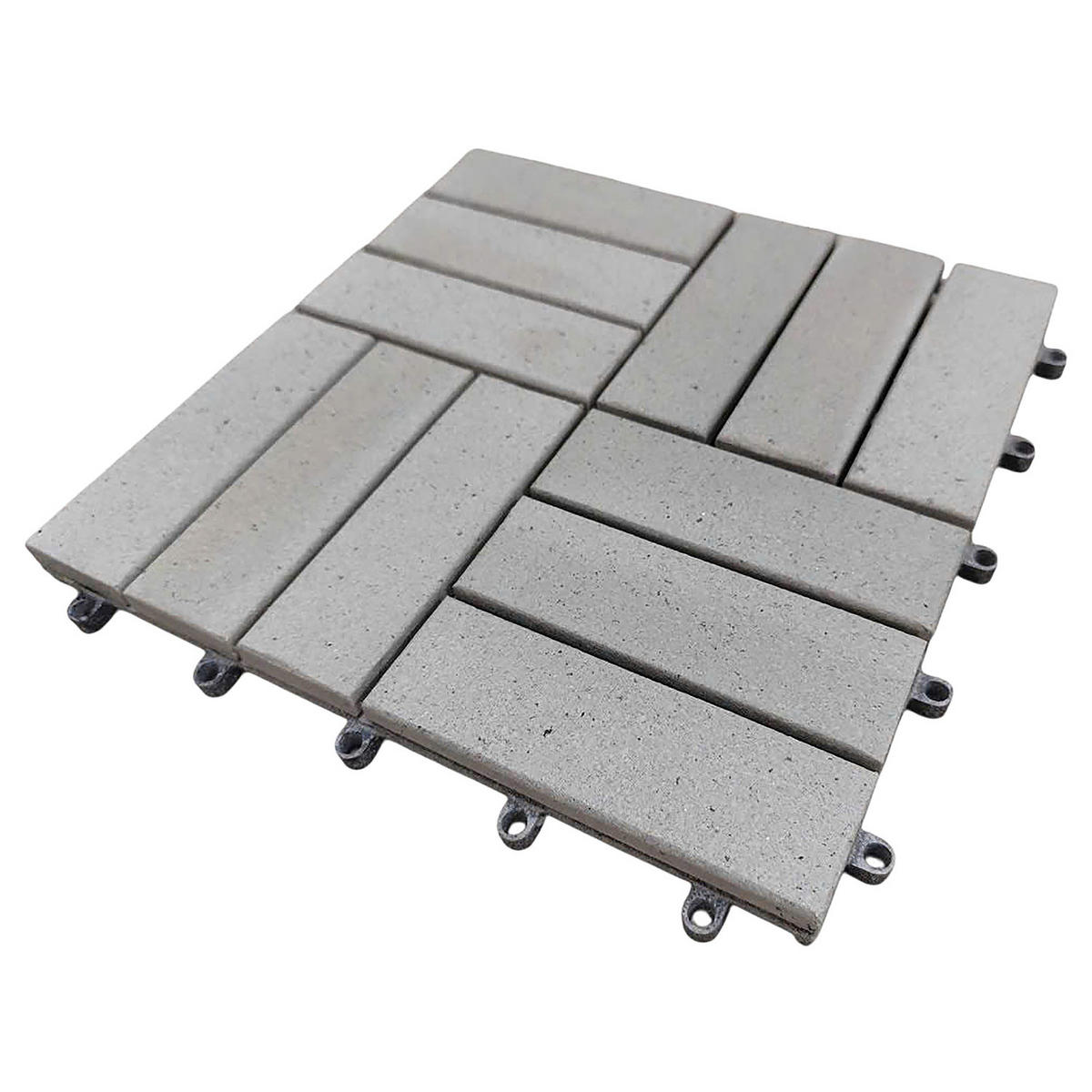 TERRASSENFLIESE - 33er-Set - 30x30 cm - Akazie massiv / Polypropylene - Hellgrau, Holz/Kunststoff (30/30/2.4cm) - home24