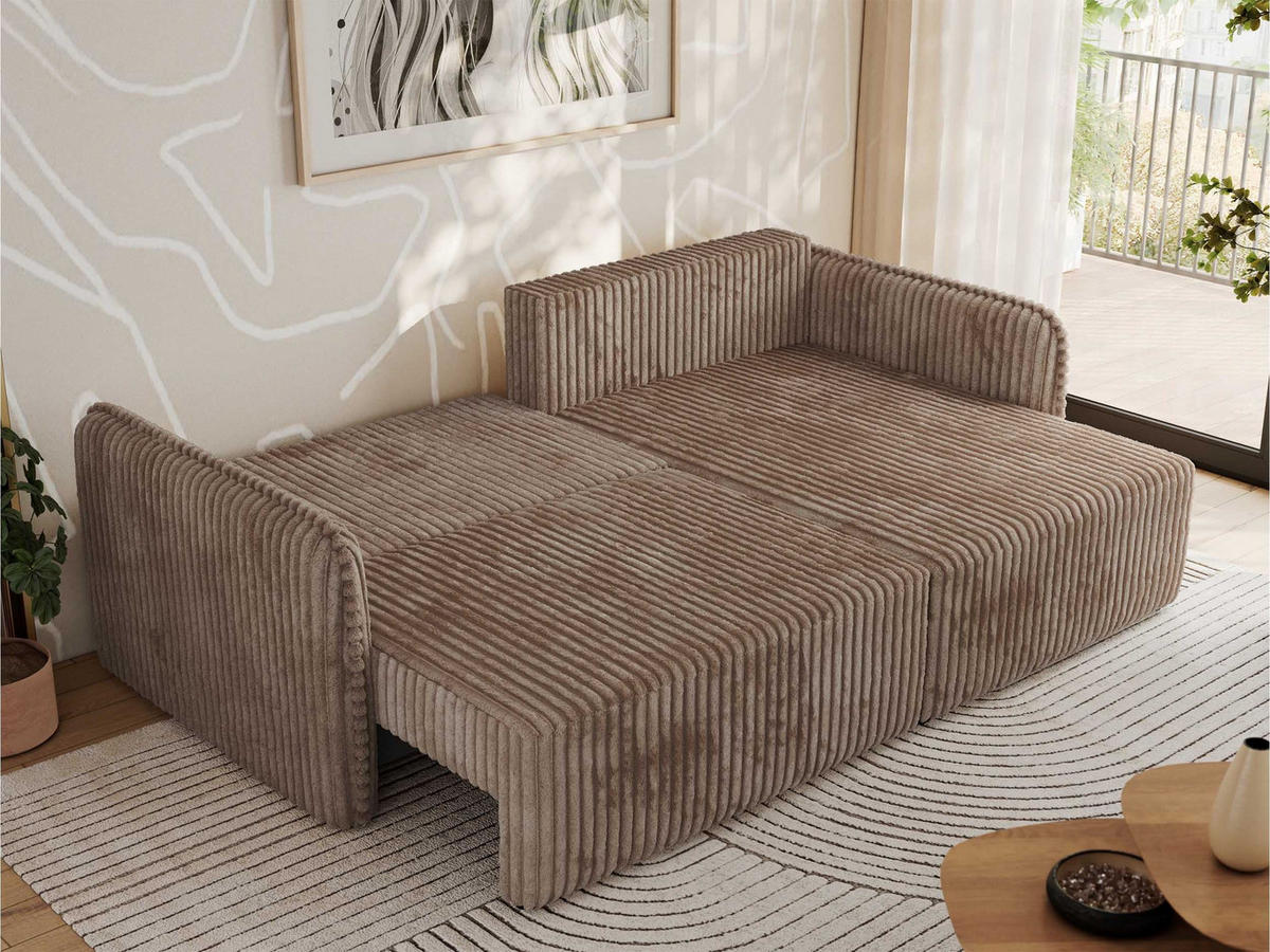 ECKSCHLAFSOFA MESTO L Braun Cord - rechts - Schwarz/Braun, Kunststoff/Textil (147/227cm) - MKS