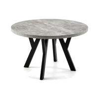 ESSTISCH ausziehbar rund 90-190 cm ATO Beton, Auszugstisch mit Einlegeplatte - Schwarz/Grau, Holzwerkstoff (90/90/77cm) - VENASI MÖBEL