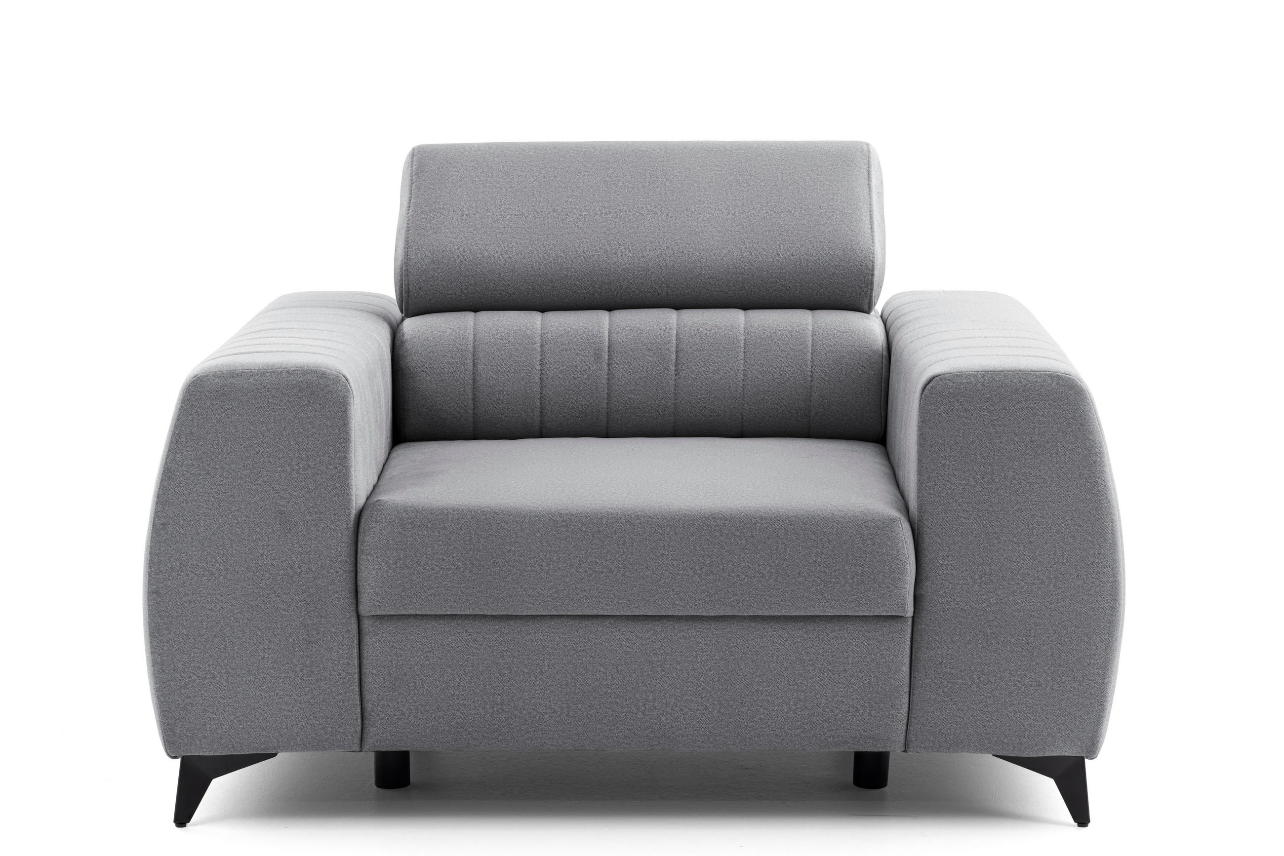 SESSEL PIERO mit verstellbare Kopfstütze Velours Grau - Schwarz/Grau, Holz/Textil (130/90/100cm) - Muffo