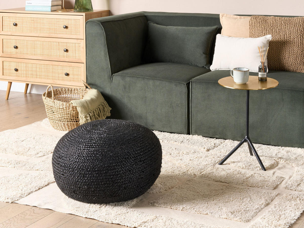 POUF Dukki 60/60/30 cm - Naturfarben, Naturmaterialien (60/30/60cm) - Beliani