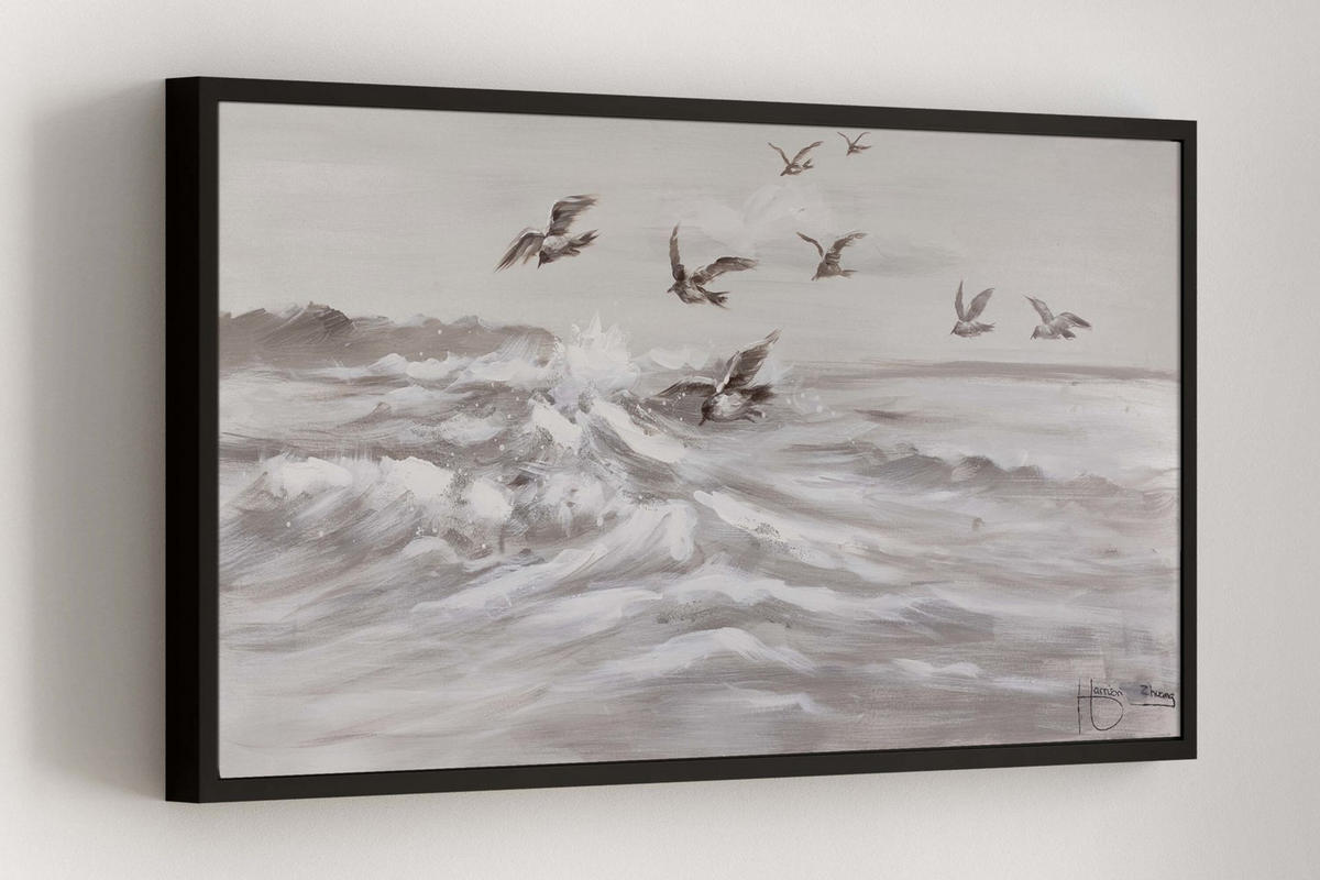 ACRYLBILD HANDGEMALT 120/60 cm - Grau, Holz/Textil (1.54/60cm) - KUNSTLOFT