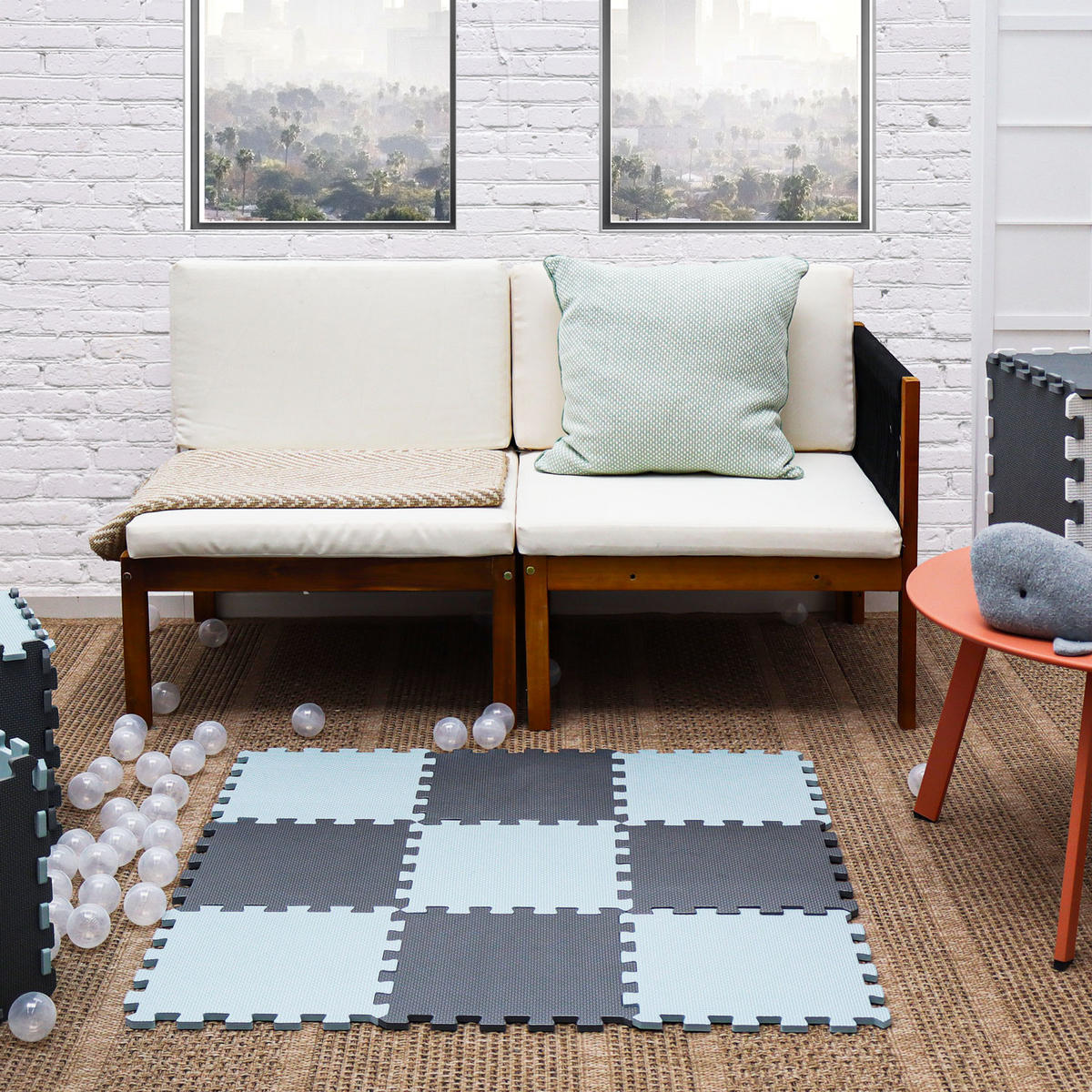 SPIELMATTE Baby Puzzlematte - 9er Set - 30x30 cm - Graublau/Grau - Grau, Kunststoff (30/30cm) - Littletom