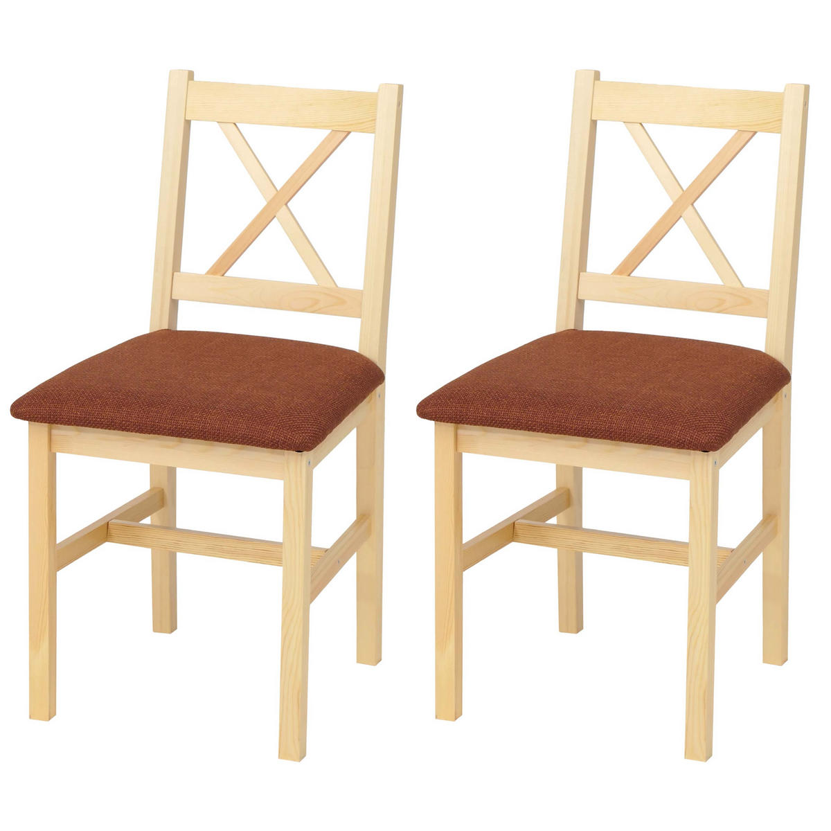 ESSZIMMERSTUHL Braun, Orange 2er-Set - Braun/Orange, Holz (43/85/44cm) - MCW