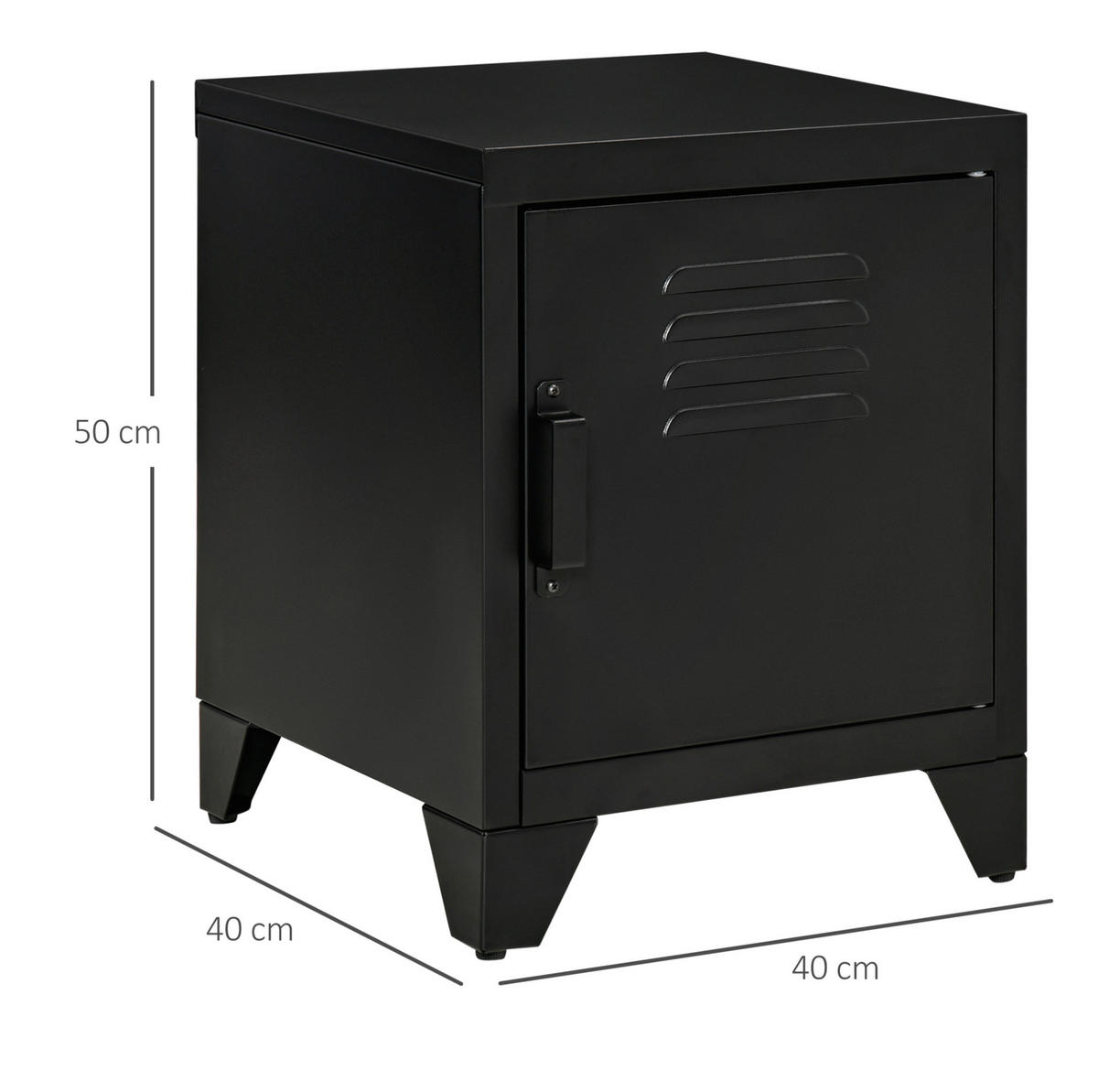 NACHTTISCH 40/40/50 cm im Industrial-Look mit Tür & verstellbarem Regal - Schwarz, Metall (40/50/40cm) - BEAOK