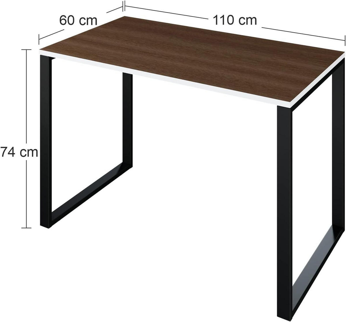 SCHREIBTISCH Fulda 110x60 cm – Schwarz mit Wengue Dekor - Schwarz, Holzwerkstoff (60/110/74cm) - Letti Moderni