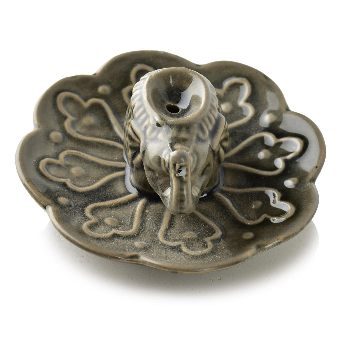RÄUCHERSTÄBCHENHALTER Elefant 1 Stk. Grau 11x11x5cm Keramik - Grau, Keramik (11/5/11cm) - Mondex