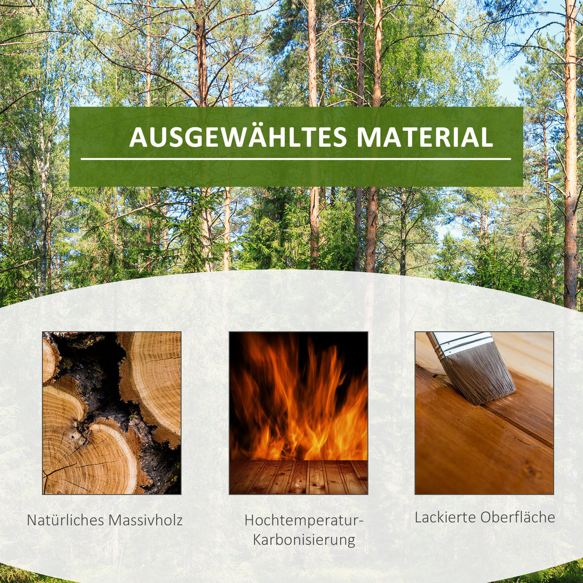 BLUMENSTÄNDER, Tannenholz, Verkohlt - Braun, Holz (28/96.5/98cm) - Outsunny