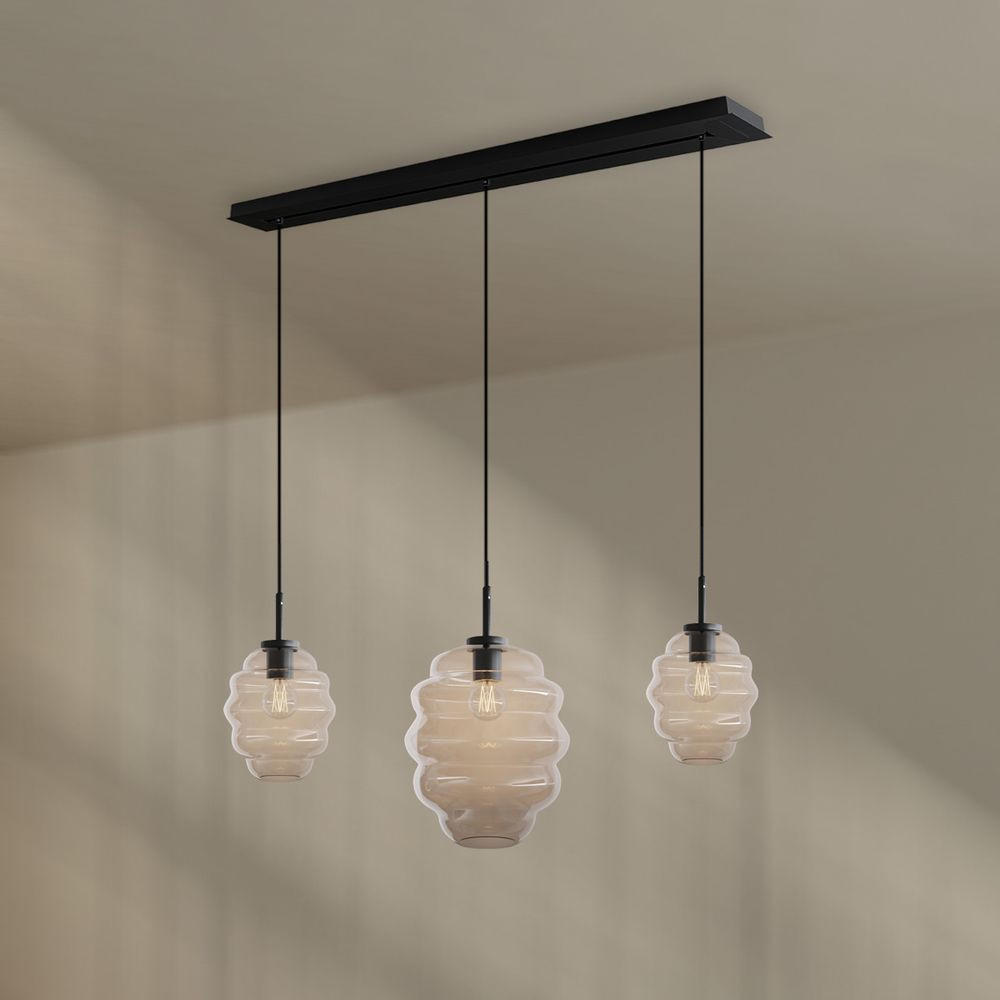 HÄNGELEUCHTE Echos 3-flammig Klar Ø 18/25cm - Klar/Schwarz, Glas (18/18/20cm) - s.luce