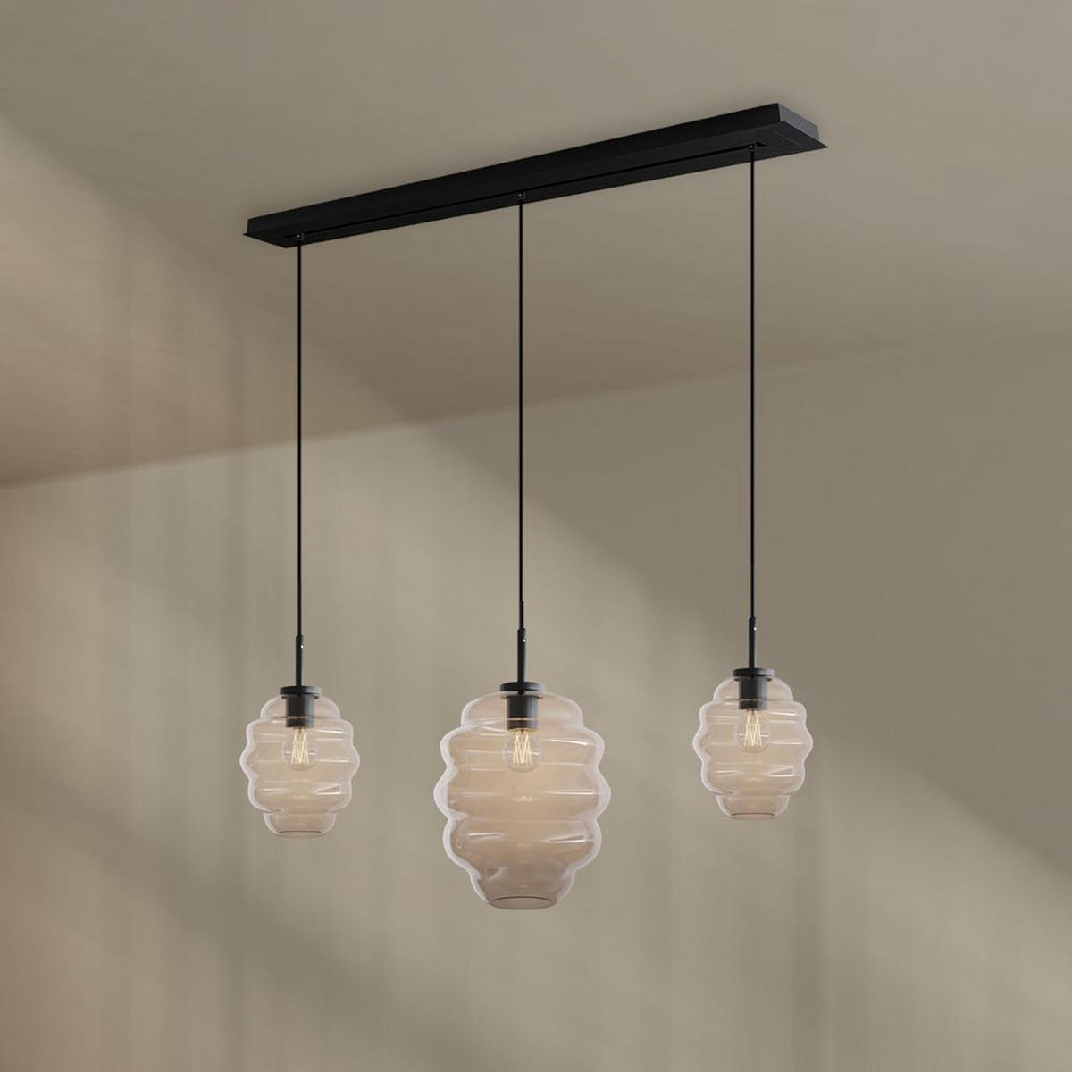 HÄNGELEUCHTE Echos 3-flammig Klar Ø 18/25cm - Klar/Schwarz, Glas (18/18/20cm) - s.luce