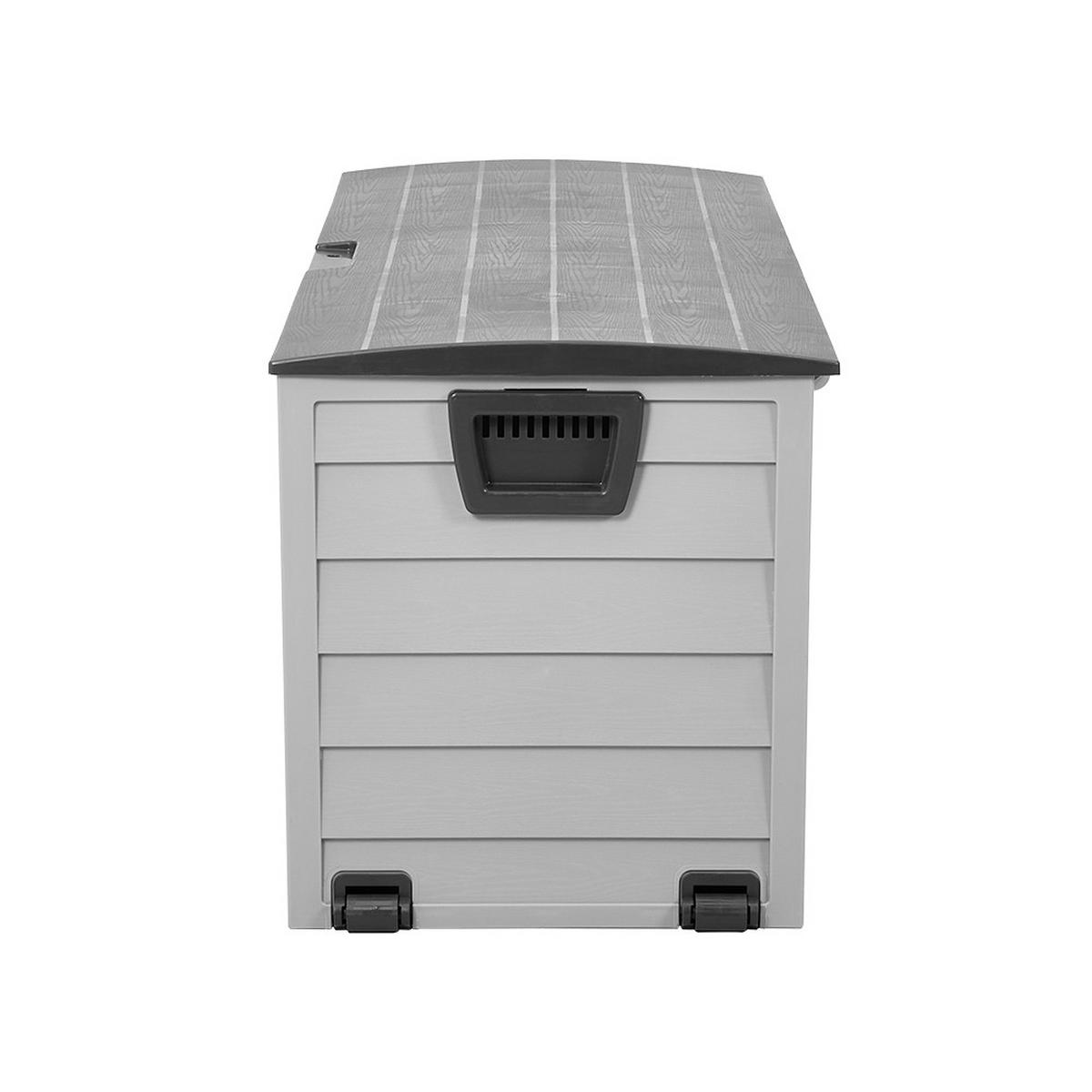 GARTENBOX 290L aus PP Kunststoff in Dunkelgrau + Hellgrau mit Rollen, Modell Robuste Konstruktio 112 cm B x 49 cm T x 54 cm H - Grau, Kunststoff (112/54/49cm) - Livingandhome